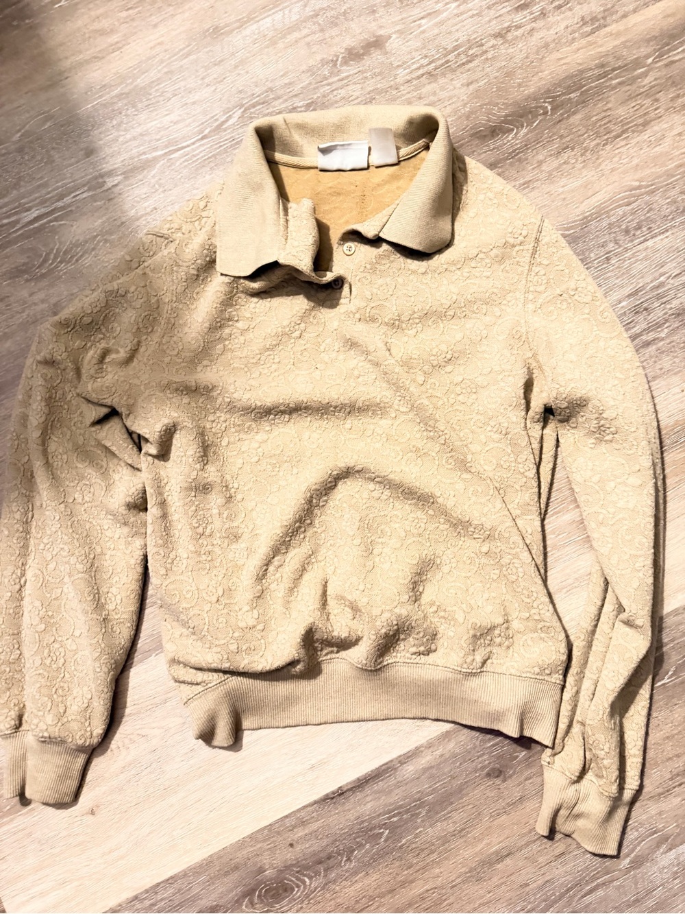 Textured Beige Polo Sweatshirt